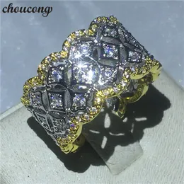 Choucong 2018 handgjord stor ring diamant gul vit guld fylld engagemang bröllop band ringar för kvinnor män