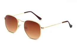 1pcs Classic Retro Sun glasses Man women Hexagon Sunglasses Metal Frame Eyewear Glasses Oculos De Sol gafas with brown cases