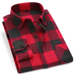 Mężczyźni Flanel Plaid Koszula 100% Bawełna 2019 Wiosna Jesień Dorywczo Z Długim Rękawem Koszula Miękki Komfort Slim Fit Style Marka Man Plus Size MX190720