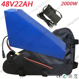 48V 1000W 1500W 2000W Battery 48V 22AH Electric Bike Battery 48V 22AH Lithium Battery with 54.6V 5A Charger+Bag Duty Free.