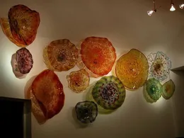 Elegante künstlerische glänzende Lotus Blume Platten Wandlampen Chihuly Stil Handgemachte Murano Glas Wandplatte Kunst Dekor