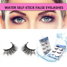 Beliebte 4 Paar/Box wasserselbstklebende falsche Wimpern, kleberfrei, selbstklebend, selbstbeschichtet, wiederverwendbar, dick, künstliche Wimpern