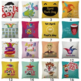 Fool's Day Pillow Case Kasta Pillow Case Clown Design Pillow Case Sofa Bilkudde täcker 1 april Pillowcase