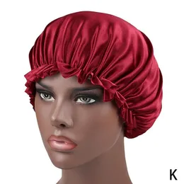 Kvinnor Mode Satin Bonnet Cap Night Sova Hat Satin Cap för Long Hair Care Head Wrap Womens Beanie Mössor Dropshipping grossist