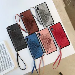 IDカードのポケットのDatura花Mandala Lace Flipケースはサムスンのためのkirection 10 Plus S7 S9 S9 Plus 8ノート9 A20 A30 A40 A50 A70