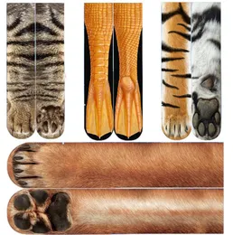 Meias Hip hop Pata animal adulto Meias Unisex 3D Impresso Tripulação Sock Big crianças Polainas meias de algodão Skate Sports