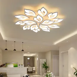 Folha moderna levou luz de teto alumínio candelabro acrílico iluminação 3/5/9/12/15 cabeças para foyer sala de estar quarto