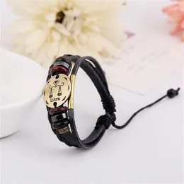 Fashion-Constellation Armband Bead Cowhide Alloy Libra Pattern Armband Smycken