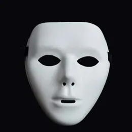 Hot selling Halloween props masquerade full face mask hip hop adult  hand-painted white street dance men adult mask