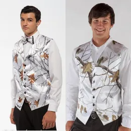 2019 Hot V Neck Camo Mens Wedding Vests Man's Wedding Groom Wear Realtree White Camoフォーマルタキシードベストカスタムメイド