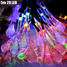 Świąteczne rekwizyty 5m 20 diody LED Solar String Light Water Drop Style Lampa Dekory Nowy Rok Dekoracji