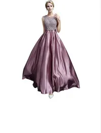 Long Evening Dress 2019 New Luxury Lace Satin Banquet Formal Dress Plus Size Bridal Elegant Prom Dresses Robe de Soiree 496