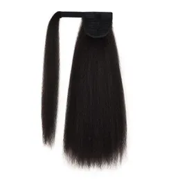 Human Hair Drawstring Puff Afro Kinky Straight Ponytail Extensions African American Pony Tail Hair Extensions 4 Colors 140g