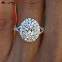 Choucong Fine Jewelry Real Soild 925 Sterling Silver Ring Oval Cut Diamond Engagement Wedding Band Pierścienie dla kobiet mężczyzn