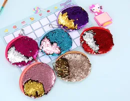 Cute Mermaid Sequin coin purse mini Storage Bag Key Ring Purse with Zipper Round Plush Coin Bag for Women Girls Headphone Bag