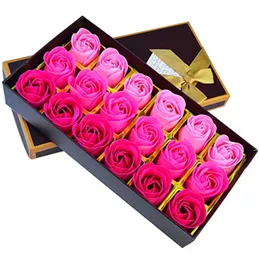 18.PCs artificiell ros blommig bad tvål Rose blomma kronblad med presentförpackning för kvinnor födelsedag årsdag bröllop Alla hjärtans dag