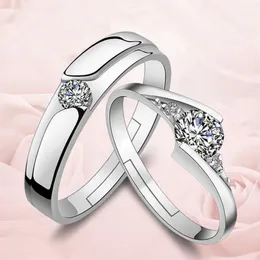 Cubic Zirconia Diamond Ring Öppna justerbara par Förlovningsringar för kvinnor Mens Bröllopsuppsättningar Will och Sandy Fashion Jewelry