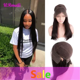 İnsan saç dantel ön peruk siyah kadın için Brezilyalı Düz ​​Remy Saç Ile 13 * 4 dantel ön peruk Bebek Saç Perruques de cheveux humains