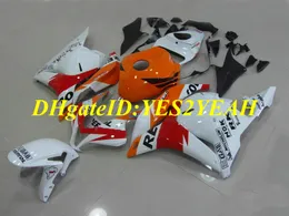 Motorcykel Fairing Kit för Honda CBR600RR 09 10 11 12 CBR 600RR F5 2009 2012 CBR600 ABS Vit Röda Orange Fairings Set + Gåvor HY23