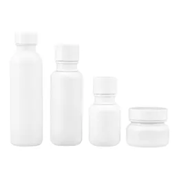 50g White Facial Mask Jar Glass Refillable Cosmetic Container, 50ml Makeup Lotion Bottle White Pump Bottle F3093