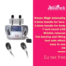 eu tax free 3.0-4.5mm 2 probes SMAS treatment Vmax 3d face lift ultrasound machine