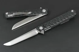 Livraison DHL Nouveau roulement à billes Flipper Couteau pliant D2 Satin Drop Point Blade Noir G10 Feuille d'acier inoxydable Poignée Couteaux de poche