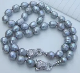 Un conjunto de 12-13mm Mar del Sur barroco de la perla gris necklace18 "pulsera 7،5-8"