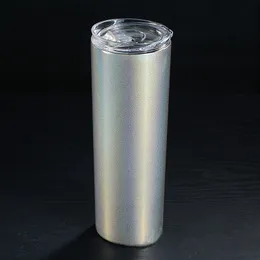20oz Stainless Steel Skinny Tumbler with Lid Vacuum Insulated Straight Cup Beer Coffee Water Rainbow Skinny Cup HHA826