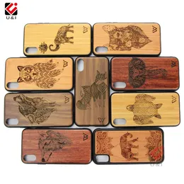 Custodie per cellulari in legno con disegni laser personalizzati per iPhone 6 7 8 X XR XS 11 12 Pro Max