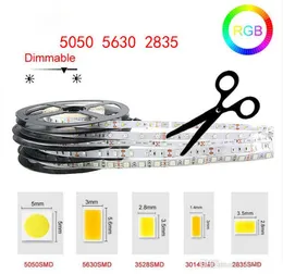 LED Strip Light High Bright 5M SMD2835 5050 5630 DC 12V 60LEDS / M Flexibelt band Vattentät Tape Decor LED-lampor