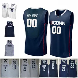 Новый Uconn Huskies Jerseys College Custom Basketball White Navy Grey Connecticut Ed Emopme Name Number #4 JA