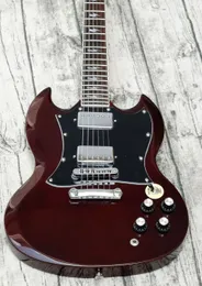 I Stock Angus Young Wine Red Electric Guitar Rosewood Fingerboard Lightning Bolt Inlags Grover Tuners Full Size PickGuard Humbucker Pickups