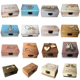 Personlig Trä Ring Box Landstil Ring Förvaring Box Smycken Trinket Storage Container Engagement Bröllop Ring Container