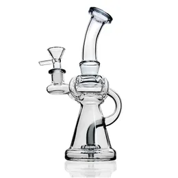 BEAKER BONG GLASS WATER BONGS DAB RIGHTS PERCOLATER RECYCRER DAB RIG RIPE RECYCLER 14mm BOWL Rökning hookah