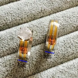2pcs / lot silver dubbla ringar set engagemang kvinna cubic zircon diamantring för kvinnor damer älskare party bröllop smycken