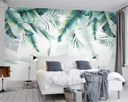 Beibehang Custom wallpaper Nordic minimalist hand-painted banana leaf TV background 3d wallpaper papel de parede para quarto