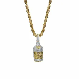 Mode vinflaska hänge mens hiphop halsband iced out 18k guldpläterade smycken bling cubic zirconia sommar varumärke smycken