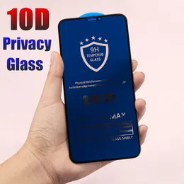 10d Full Cover Sekretess Skärmskydd för iPhone 12 Mini 11 Pro XS Max XR X 8 7 6 Plus Curved Edge Anti-Spy Tempered Glass