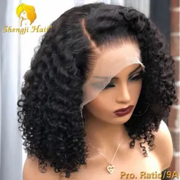 Pre Plucked 360 Lace Frontal Wig With Baby Hair 4.5" 180% Density Brazilian Curly Glueless Human Hair Wigs Shengji Remy Wig