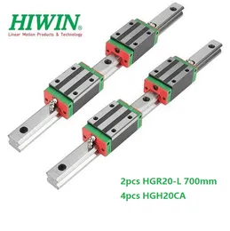 2ピースオリジナルの新しいHiwin HGR20  -  700mmリニアガイド/レール+ 4pcs hGH20CA CNCルーター部品用リニアナローブロック