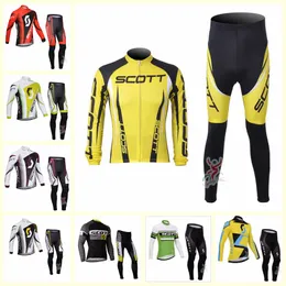 SCOTT Team Cycling Langarm-Trikot-Hosen-Sets, schnell trocknende Herrenbekleidung, Mountainbike-Gel-Pad, U112810