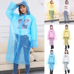 Yeni Moda Tek Unisex Yetişkin Çocuk Su geçirmez Pe Kapşonlu Yağmurluk Panço Yürüyüş Rainwear Yeni Moda ILZQp