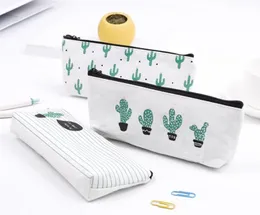 Cactus Pencil Bag Pastoral Bandage Canvas Pencil Case Plant Makeup Bag Zipper Kosmetisk påse 21 * 9 cm Gratis fartyg