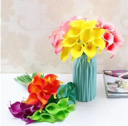 Renkli Yapay Calla Lily Çiçek Gerçek Dokunmatik Narin PU Mini Callas Lilys Buket Ev Düğün Parti Dekorasyon Için