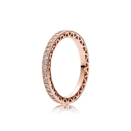 Роскошное 18-каратное розовое золото CZ Diamond Обручальное кольцо для Pandora Кольца из стерлингового серебра 925 пробы с оригинальным бокс-сетом Обручальные украшения для женщин