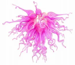 Lampadario rosa artistico in vetro borosilicato di Murano soffiato a bocca al 100% CE UL per ragazza Lampadario moderno in vetro soffiato