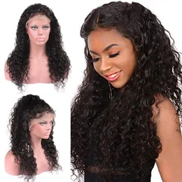 Brazylijska Dziewicza Włosy Peruki Woda Wave Glueless Lace Front Human Hair Wigs Pre zepsuty 150% Gęstość 13 * 4 ucho do ucho koronki przednie peruki