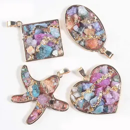 Großhandel Brandneu 5 Stück Natürlicher Achat Kristall Cluster Anhänger Mode Herzförmig Für Frauen Anhänger Halskette Urlaub Geschenk