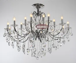 Duży18 Arms Vintage Chrome Żyrandol Crystal Oświetlenie Oświetlenie Crystal Crystal Nowoczesny Wisiorek Lampa Wisząca MD8459 D1080mm H890mm