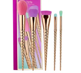 Pincéis de maquiagem conjuntos escova de cosméticos 5 cor brilhante rosa ouro espiral pincelagem pincel parafuso unicórnio
